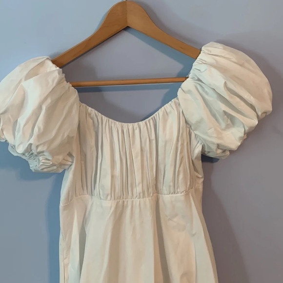 Abercrombie & Fitch size medium petite white puff sleeve babydoll mini dress - Picture 4 of 9